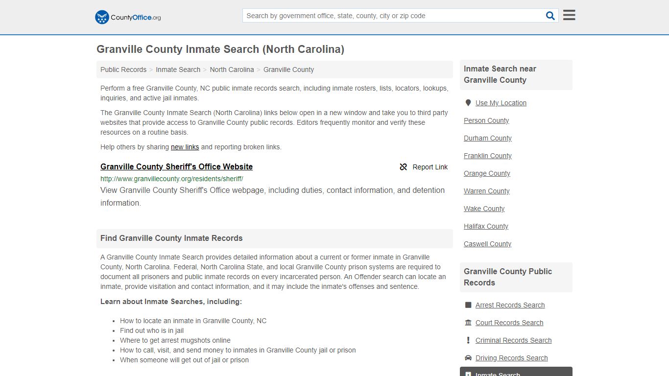 Inmate Search - Granville County, NC (Inmate Rosters ...